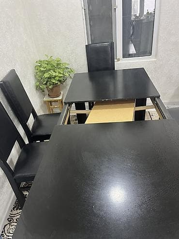 stol stul modelleri: Qonaq otağı üçün, İşlənmiş, Açılan, Dördbucaq masa, 6 stul — 1