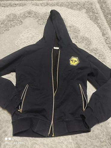 Philipp Plein kapüşonlu fermuarlı svitşört - Rəng: tünd göy/qara ton