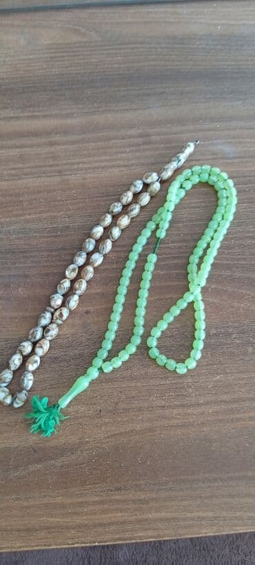 Təsbeh dəsti - 2 ədəd təsbeh - Yaşıl təsbeh: xırda yuvarlaq