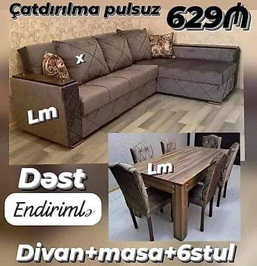 Divan + Masa dəsti Sifarişlə hazırlanır. Dəst şəkildə : 629₼ Divan