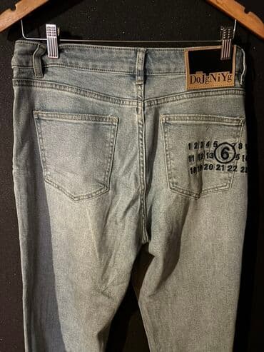 женские джинсы со стразами: Джинсы, M, L, цвет - Голубой — 7