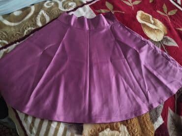 midi qadın ətəkləri: Bənövşəyi/çəhrayı tonlarda, A-kəsimli ətək. - Yüksək belli model - — 2