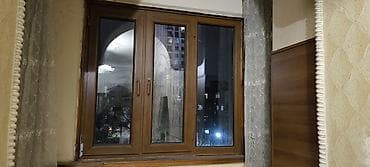 izalasiya: Taxta effektli plastik pəncərə dəstləri - Material: PVC profil, ağac — 1