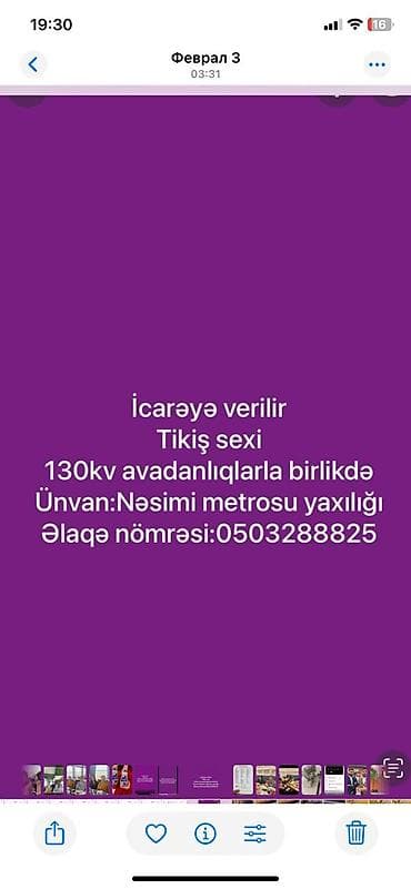 razinde tikis fabriki: İcarəyə verilir: tikiş sexi - Sahə: təxminən 130 kv.m - Avadanlıqlar — 1