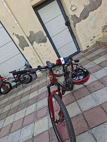 mini velosiped: Dağ/şosse hibrid tipli velosiped – qırmızı-qara rəng - Alüminium — 1