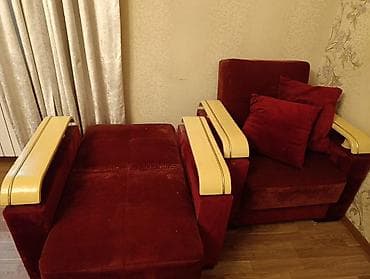 kreslo: Qırmızı rəngli yumşaq dəst – 2 ədəd geniş kreslo - Geniş oturacaq və — 3
