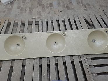 mekteb levazimatlari: Üçlü lavabo paneli – bərk səth materialdan - Model: üç ədəd dairəvi — 4