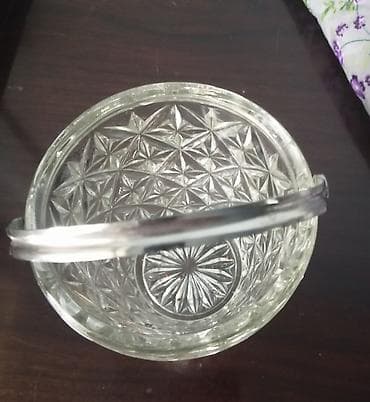 Şüşə konfetnisa – metal tutacaqlı - Material: qalın, kəsimli relyef