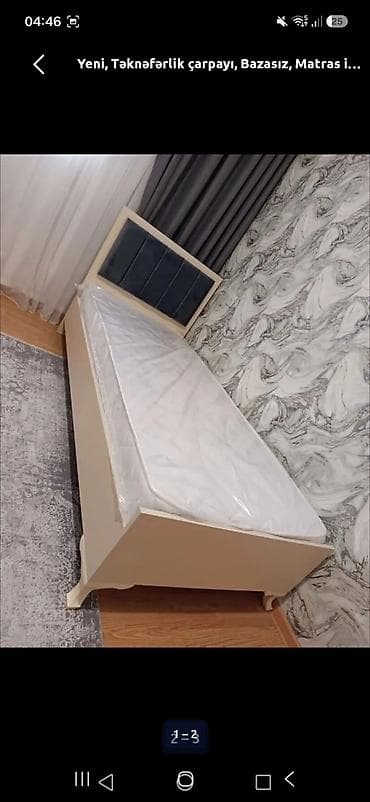 kicik tv: Teknəfərlik çarpayı – bazasız model, matras daxildir. - Ölçü: təxmini — 1