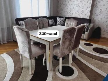 stol stullar: Qonaq otağı üçün, Açılmayan, Dördbucaq masa, 6 stul — 1