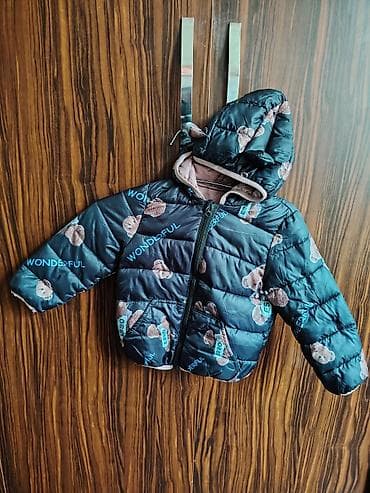 Üst geyimləri: Uşaq üçün qışlıq şişmə gödəkçə - Rəng: tünd mavi (nağıllı ayı balası — 1