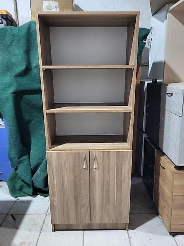 kitab refi: Kitablıq/vitrin tipli şkaf - Material: ağac naxışlı laminat (MDF/LDSP — 2