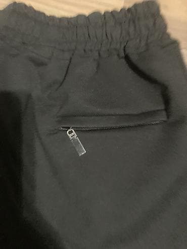kişi geyimleri: Qara rəngli kişi idman şalvarı - Klassik düz kəsim, rahat oturuş - — 2