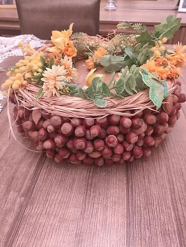 Ковры: Dekorativ əl işi səbət - Material: Təbii saman və rafya ilə hörülmüş — 1