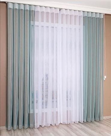 Pastel dəstləri: Vertikal tull pərdə – zolaqlı dizayn - Material: yüngül, şəffaf tull; — 1