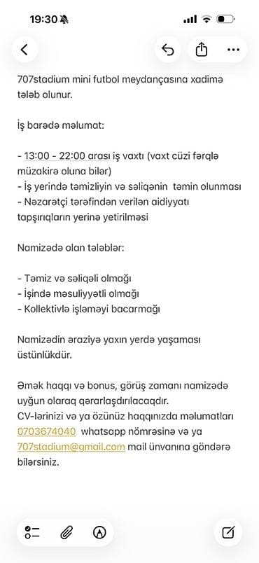 Xadimə tələb olunur, İstənilən yaş, Təcrübəsiz, Dəyişən qrafik lalafo.az -da Xadimə tələb olunur, İstənilən yaş, Təcrübəsiz, Dəyişən qrafik