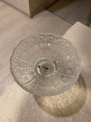 meyvə şəkilləri: Kəsimli büllur meyvə/qənnadı qabı – ayaqlı - Material: qalın, şəffaf — 3