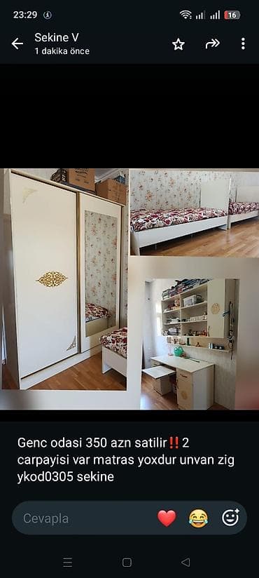 Genc odasi 350 azn satilir‼️2 carpayisi var matras yoxdur unvan zig lalafo.az -da Genc odasi 350 azn satilir‼️2 carpayisi var matras yoxdur unvan zig