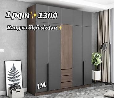 Düz dolab, Yataq otağı üçün, Qarderob, Açılan, Quraşdırıla bilən, 6 qapı