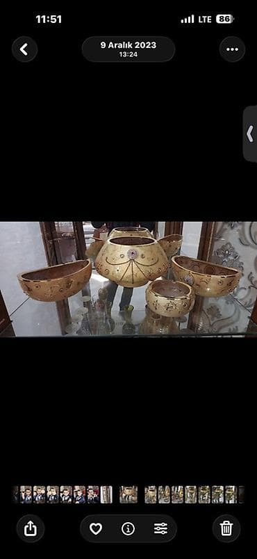 quru: Dekorativ qablar dəsti - Material: metal əsaslı, qızılı tonlarda — 1