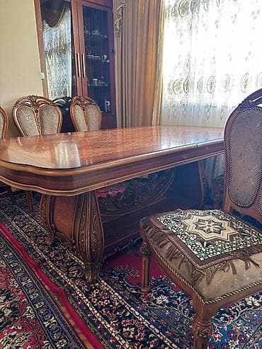 kohnə stul: Klassik üslubda yemək otağı dəsti - Stol: Korpus və ayaqlarda zəngin — 1