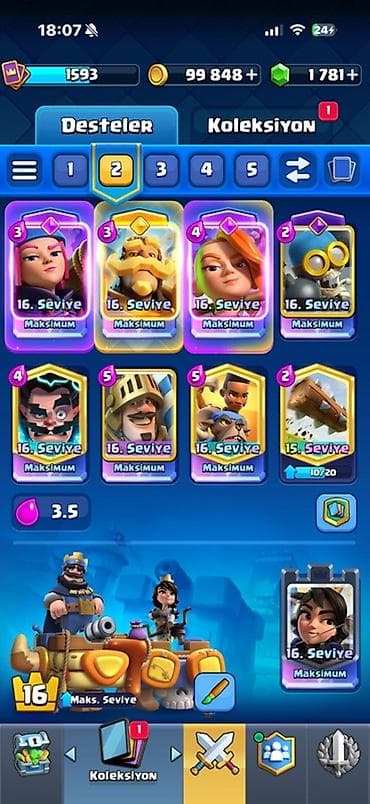 clash royale: Clash Royale hesabı - Kasa: 99 848 qızıl, 1 781 daş - Kupa: 12 893 - — 2