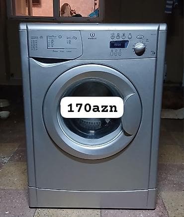 paltar utusu: Indesit ön yükləməli paltaryuyan maşın - Rəng: metalik/gümüşü - Ön — 1