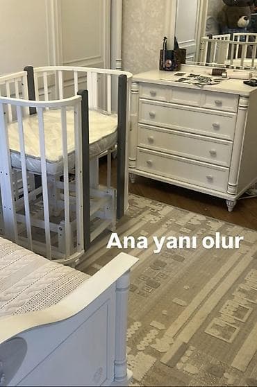 Mebel: Oğlan və qız üçün, Yeni, Dördbucaq, Beşik, Matras ilə, Yellənmə mexanizmsiz — 8