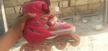 Roliklər: Uşaq üçün təkərli konki (inline roller) - Rəng: çəhrayı - Təkər sayı — 2