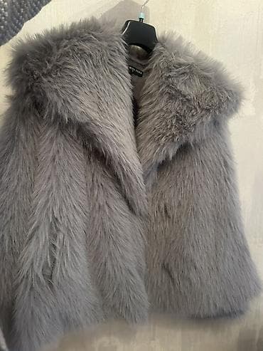 kurta: Boz rəngli süni kürk jilet - Model: qolsuz, jilet tipli üst geyimi - — 1