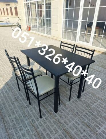 Masa və oturacaq dəstləri: Qonaq otağı üçün, Yeni, Açılan, Dördbucaq masa, 2 stul — 3