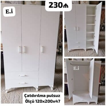 Yeni, 3 qapılı Düz dolab, Dolab-asılqan