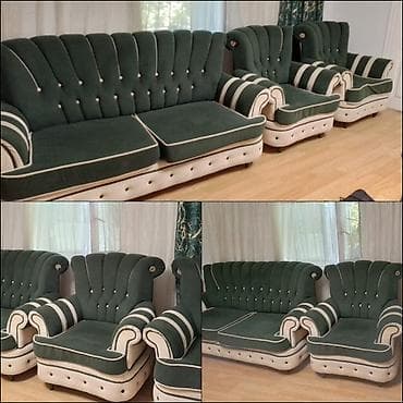 işlənmiş divan: (Divan desti) yaxwi veziyyetde seliqeli islenib iki krislo daxildir — 1