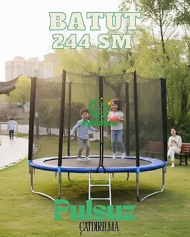 triko dest: 🤸‍♂️💙 **AYKIDS 08 Pilləkənli Batut – 244 sm Premium Keyfiyyət!** 💙🤸‍♀️ — 3