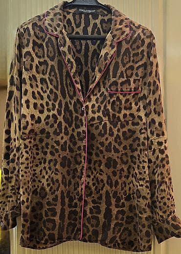 ev destleri: Dolce & Gabbana dəsti – leopard printli pijama stili köynək və — 1