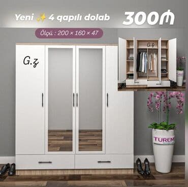 Çarpayılar: Açılan, 4 qapılı Düz dolab, Şifonyer