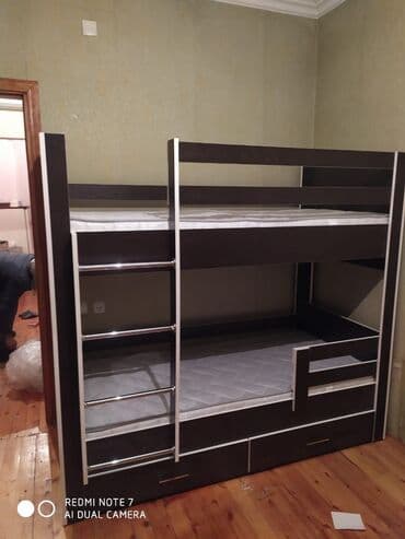 двуспальная кровать с подъемным механизмом: Для девочки и мальчика, Новый, Кровать, С матрасом, С выдвижными ящиками, Ламинат — 3