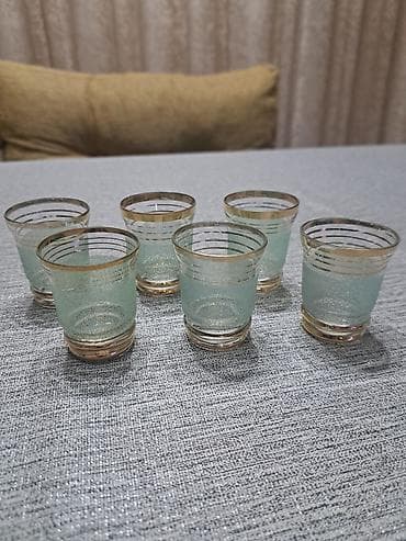 xrustal stekan ölçüsü: Rümkalar, rəng - Yaşıl, Xrustal, 6 ədədli dəst, Çexiya — 1