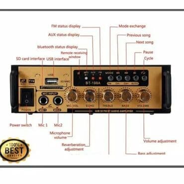 Pulsuz: Sesguclendiri usilitel amplifier USB Bluetooth aux FM radio mikrafon — 4