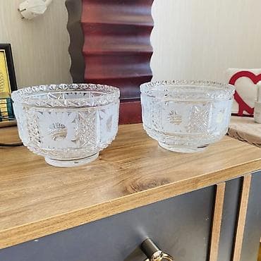 goz muncugu: Kristal şirniyyat qabları – 2 ədəd dəst - Material: qalın, şəffaf — 1