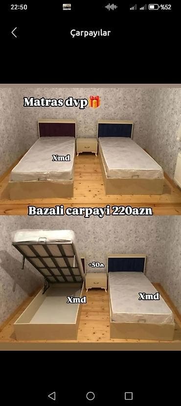 Yeni, Təknəfərlik çarpayı, Bazalı, Matras ilə