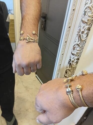 Çantalar: Kişi üçün dizayn qolbaqlar dəsti - Material: metal ərintisi, qızılı — 1