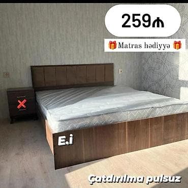 tek neferlik krafat: Yeni, İkinəfərlik çarpayı, Matras ilə, Siyirməsiz — 1