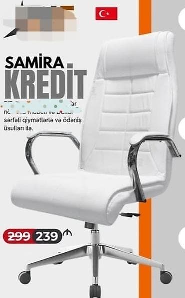 Ağ rəngdə ofis kreslosu – SAMIRA modeli Turkiye isdehsali - Yüksək