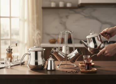 fortuna az: Çay dəsti, rəng - Gümüşü, Metal, Türkiyə — 1