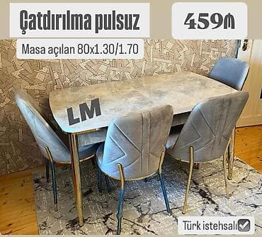 kompüter stol: Mətbəx üçün, Açılan, Dördbucaq masa, 4 stul — 1