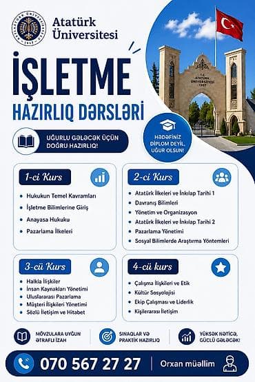 Hazırlıq kursları keçirilir bizdə. 3 dərs 100 manat -5dərs isə 250 lalafo.az -da Hazırlıq kursları keçirilir bizdə. 3 dərs 100 manat -5dərs isə 250