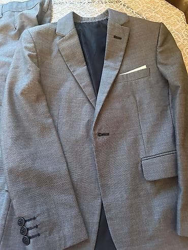 desd paltarlar: Kişi kostyum dəsti – 3 parça - Rəng: boz (xırda dama/mini-çek naxışlı — 4