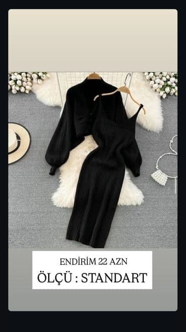 женские трикотажные спортивные костюмы: Qadın geyim dəsti – qara rəng - 2 hissə: nazik askılı, bədənə oturan — 1