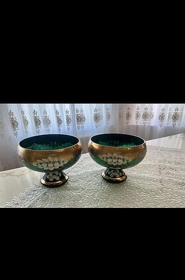iran məhsulları: Məhsul: Bəzəkli şüşə kompot/qab dəsti (2 ədəd) - Material: Qalın şüşə — 2